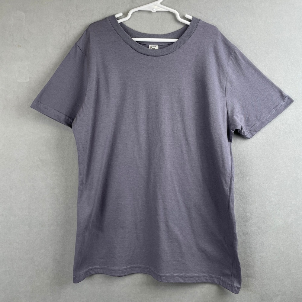 American Apparel Youth 12 SS Cotton Crew Neck T-Shirt Gray USA Normcore Basics